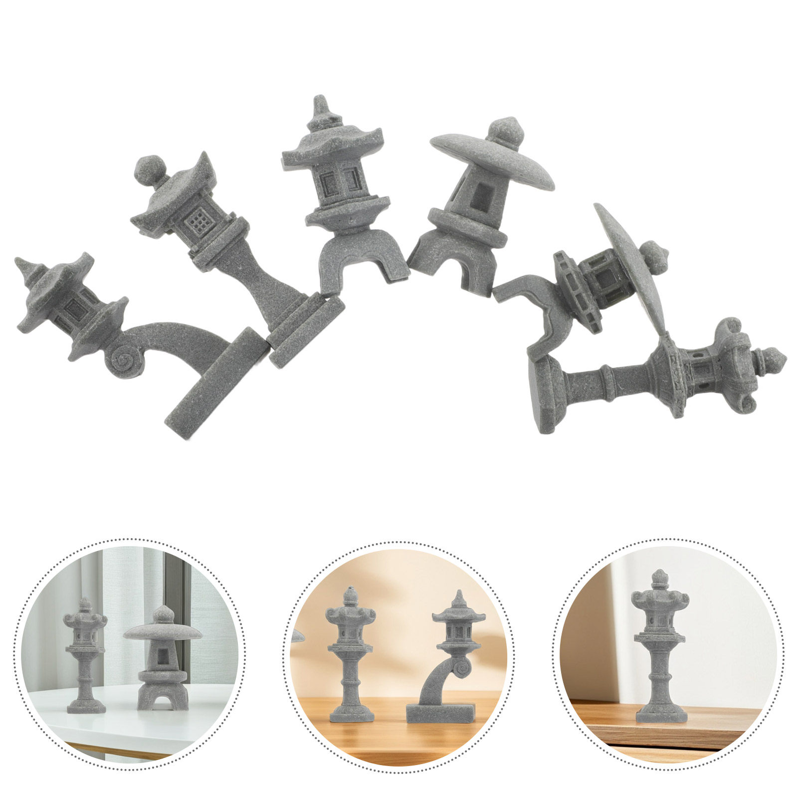 Bonsai Zen Garden Set - Ensemble de 6 décorations miniatures japonaises